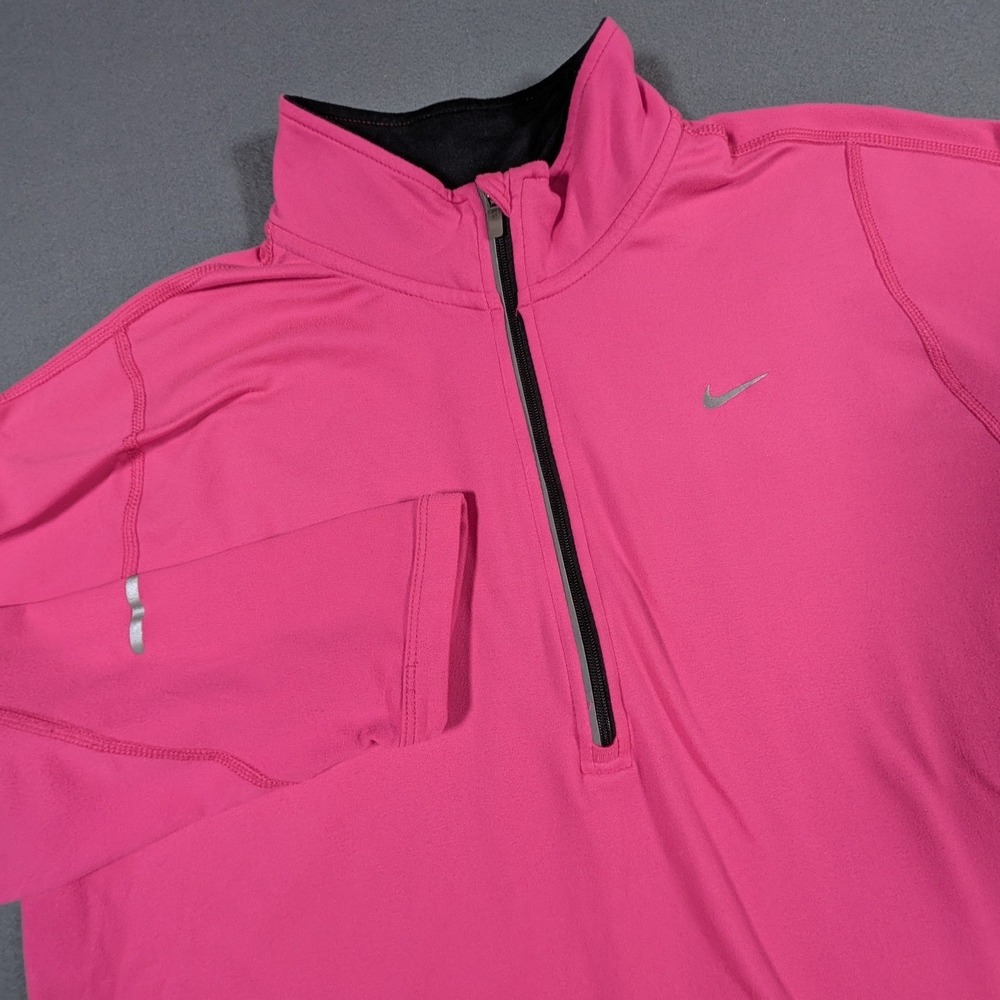 Nike Running Element Quarter Zip Women Large Pink Dri-FIT Pullover 481320-668